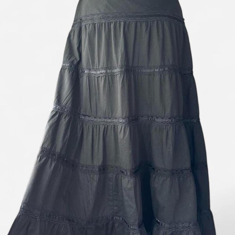 Mileage vintage black boho midi skirt
